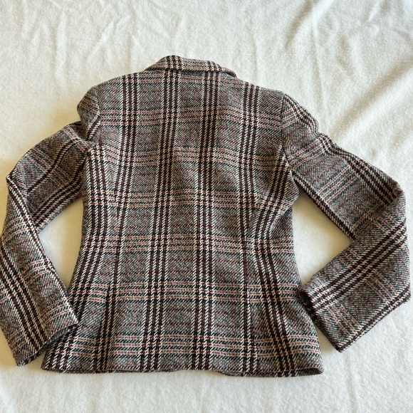 Armani Jeans Vintage Classic Plaid | Herringbone Wool Blend Blazer Size 6 - Picture 12 of 15
